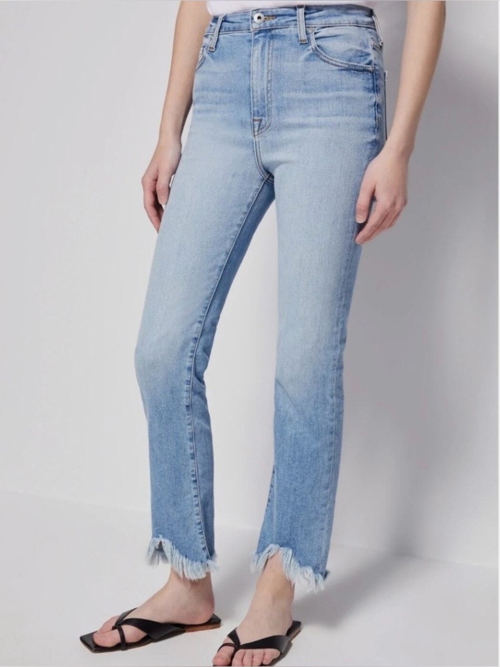 Jonathan Simkhai River Straight Leg Denim Blue Organic Cotton Distressed size 28